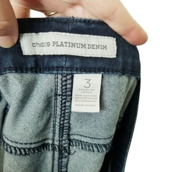 Chicos Platinum Denim Womens Stretch Jeans Cropped 3‎ L Dark Wash Basic Capsule - Picture 4 of 11